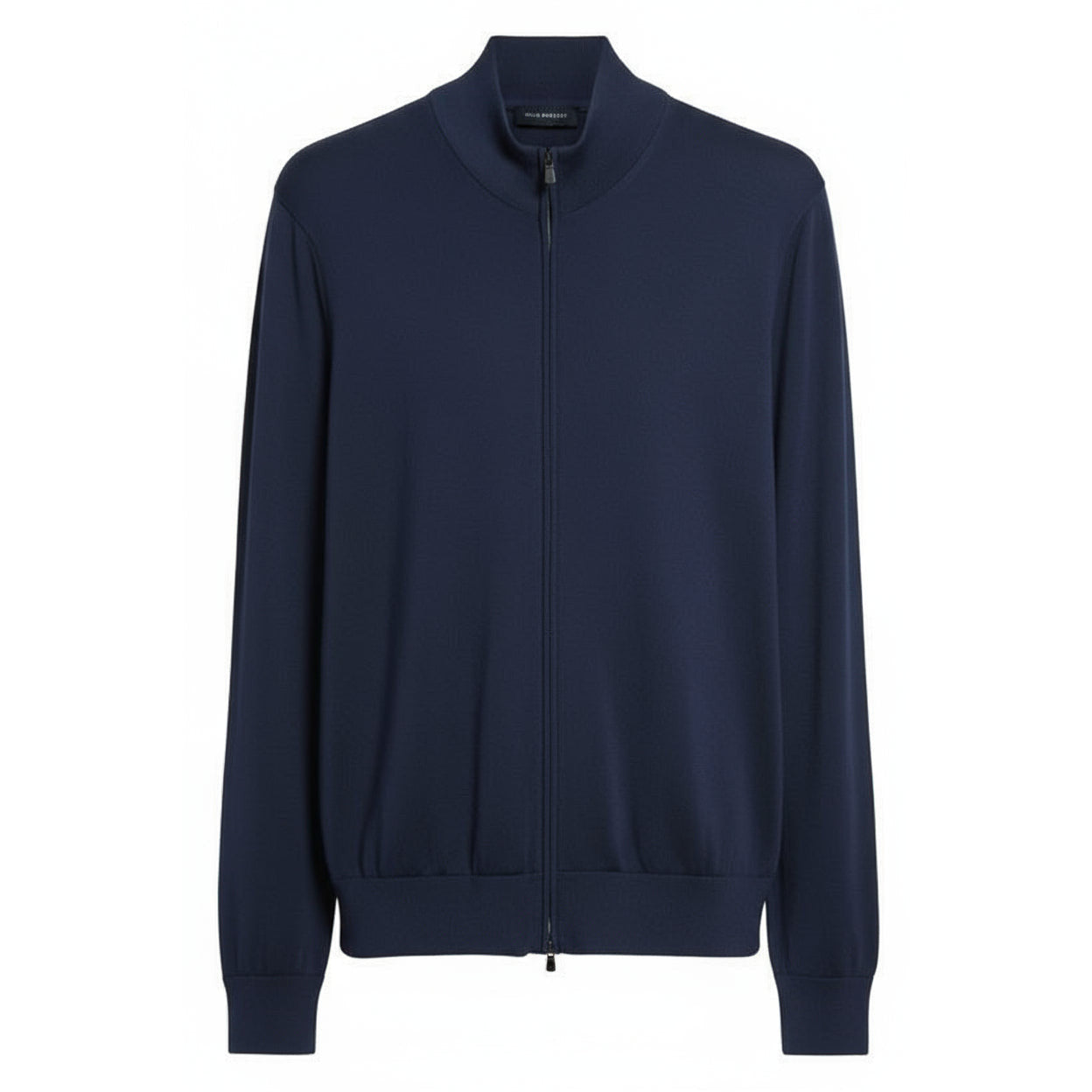 Thom Sweeney Men's Luxurious Merino Wool Mock Neck Full-Zip Cardigan Slate Blue